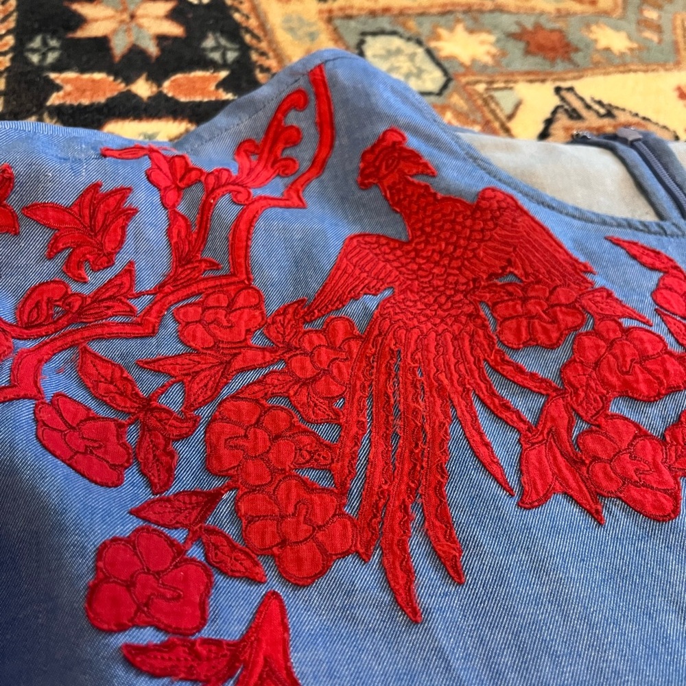 Anthropologie Hemant & Nandita flows appliqué empire puff sleeves top blouse S - Picture 4 of 11